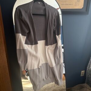Source Unknown Gray and White Colorblock Cardigan